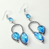 Am 3285a boucles oreilles pendants paire aigue marine bleue bijou achat vente argent 926