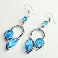 Am 3285b boucles oreilles pendants paire aigue marine bleue bijou achat vente argent 926