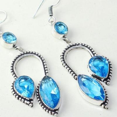 Am 3285c boucles oreilles pendants paire aigue marine bleue bijou achat vente argent 926