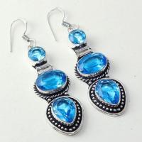 Am 3286a boucles oreilles pendants paire aigue marine bleue bijou achat vente argent 925