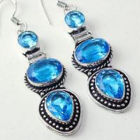 Am 3286b boucles oreilles pendants paire aigue marine bleue bijou achat vente argent 925