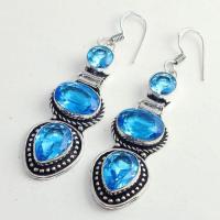 Am 3286c boucles oreilles pendants paire aigue marine bleue bijou achat vente argent 925