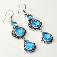 Am 3291a boucles oreilles pendants paire aigue marine bleue bijou achat vente argent 925