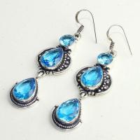 Am 3291b boucles oreilles pendants paire aigue marine bleue bijou achat vente argent 925