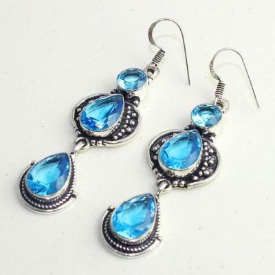 Am 3291c boucles oreilles pendants paire aigue marine bleue bijou achat vente argent 925