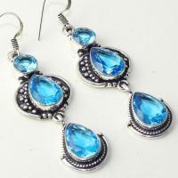 Am 3291c boucles oreilles pendants paire aigue marine bleue bijou achat vente argent 925