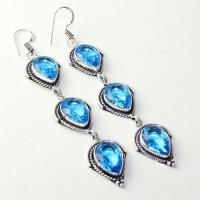 Am 3301a boucles oreilles pendants paire aigue marine bleue bijou achat vente argent 926