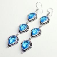 Am 3301b boucles oreilles pendants paire aigue marine bleue bijou achat vente argent 926