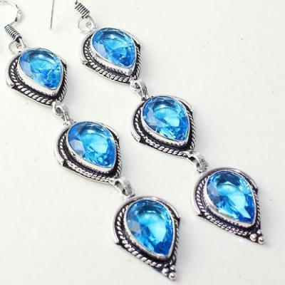 Am 3301c boucles oreilles pendants paire aigue marine bleue bijou achat vente argent 926