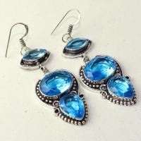 Am 3303a boucles oreilles pendants paire aigue marine bleue bijou achat vente argent 925