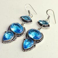 Am 3303b boucles oreilles pendants paire aigue marine bleue bijou achat vente argent 925