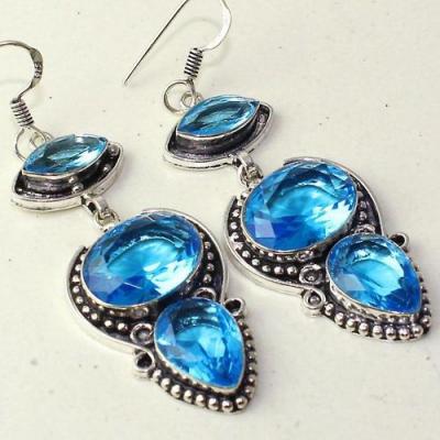 Am 3303c boucles oreilles pendants paire aigue marine bleue bijou achat vente argent 925