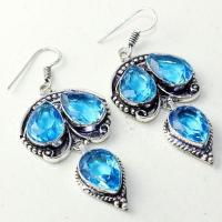 Am 3304a boucles oreilles pendants paire aigue marine bleue bijou achat vente argent 925 1