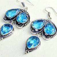 Am 3304b boucles oreilles pendants paire aigue marine bleue bijou achat vente argent 925 1