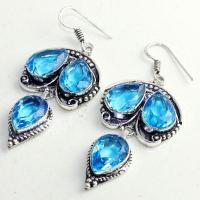 Am 3304c boucles oreilles pendants paire aigue marine bleue bijou achat vente argent 925 1