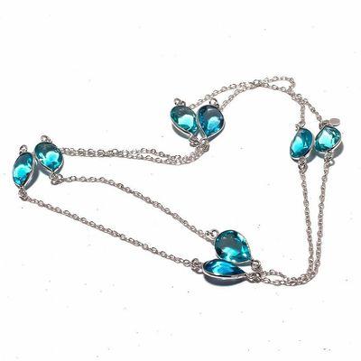 Am 3347a collier sautoir aigue marine bleue 12gr 15x10mm bijou achat vente argent 925