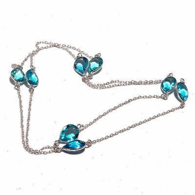 Am 3347a collier sautoir aigue marine bleue 12gr 15x10mm bijou achat vente argent 925