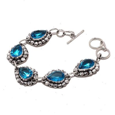 Am 3359a bracelet aigue marine bleue 19gr 10x15mm bijou achat vente argent 925