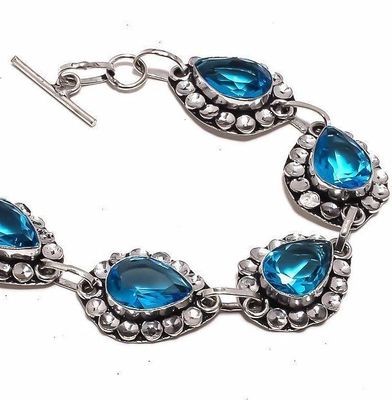 Am 3359b bracelet aigue marine bleue 19gr 10x15mm bijou achat vente argent 925