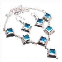 Am 3370a collier boucles oreilles aigue marine bleue 26gr bijou achat vente argent 925