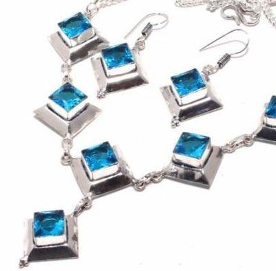 Am 3370b collier boucles oreilles aigue marine bleue 26gr bijou achat vente argent 925