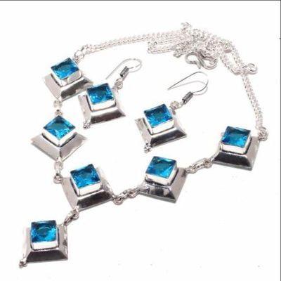 Am 3370b collier boucles oreilles aigue marine bleue 26gr bijou achat vente argent 925