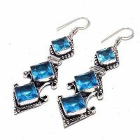 Am 3371b boucles oreilles aigue marine bleue 17gr 50mm bijou achat vente argent 925