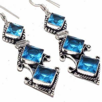 Am 3371c boucles oreilles aigue marine bleue 17gr 50mm bijou achat vente argent 925