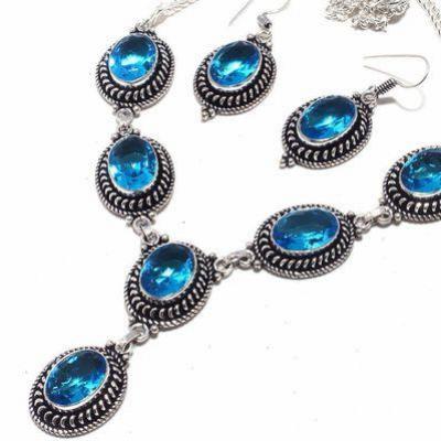 Am 3373b collier boucles oreilles aigue marine bleue 43gr bijou achat vente argent 925