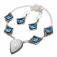 Am 3374d collier boucles oreilles aigue marine bleue 33gr bijou achat vente argent 925