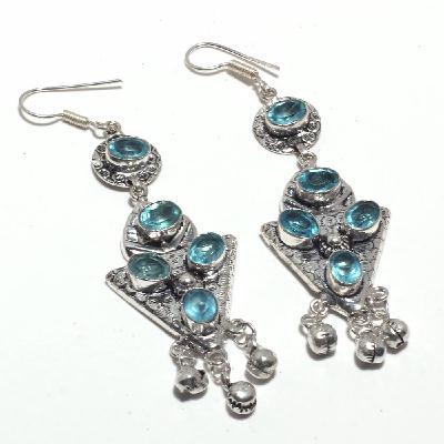 Am 3383a boucles oreilles orientales aigue marine bleue 17gr 6mm bijou achat vente argent 925