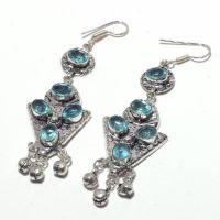 Am 3383b boucles oreilles ethniques aigue marine bleue 17gr 6mm bijou achat vente argent 925