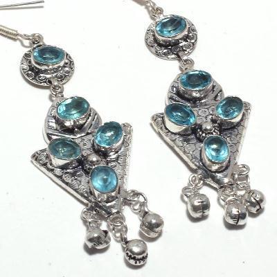 Am 3383c boucles oreilles berberes aigue marine bleue 17gr 6mm bijou achat vente argent 925