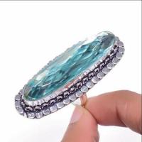 Am 3384b bague t54 chevaliere aigue marine bleue 17gr 12x50mm bijou achat vente argent 925