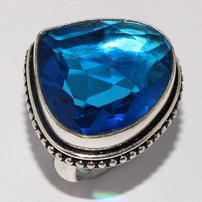 Am 3395a bague chevaliere aigue marine coeur t57 bleue 12gr 25x25mm bijou achat vente argent 925 1 1