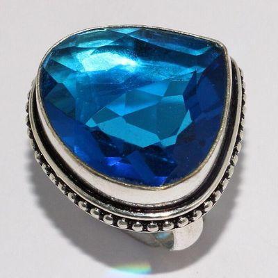 Am 3395a bague chevaliere aigue marine coeur t57 bleue 12gr 25x25mm bijou achat vente argent 925 1 1