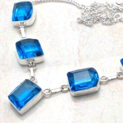 Am 3397b collier parure aigue marine 12x18mm 29gr bleue bijou achat vente argent 925 1 1