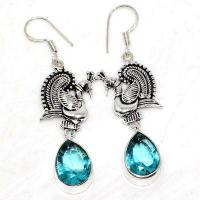 Am 3400a boucles oreilles aigue marine 9gr bleue 10x15mm bijou achat vente argent 925