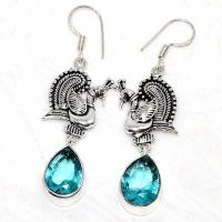 Am 3400b boucles oreilles aigue marine 9gr bleue 10x15mm bijou achat vente argent 925