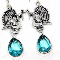 Am 3400c boucles oreilles aigue marine 9gr bleue 10x15mm bijou achat vente argent 925