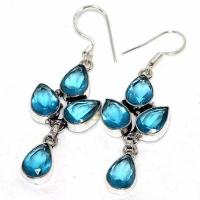 Am 3401b boucles oreilles aigue marine 9gr bleue 10x15mm bijou achat vente argent 925