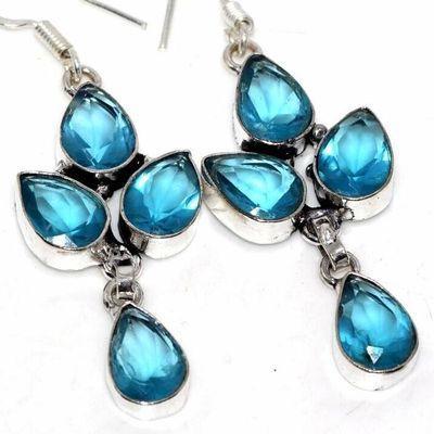 Am 3401c boucles oreilles aigue marine 9gr bleue 10x15mm bijou achat vente argent 925