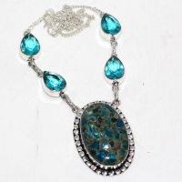 Am 3403a collier pendentif aigue marine apatite 26gr bleue 10x15mm bijou achat vente argent 925