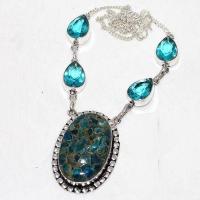 Am 3403d collier pendentif aigue marine 26gr bleue 10x15mm bijou achat vente argent 925