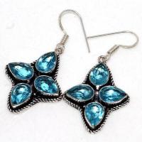 Am 3404b boucles oreilles croix aigue marine 10gr bleue 10x8mm bijou achat vente argent 925