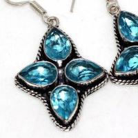 Am 3404c boucles oreilles croix aigue marine 10gr bleue 10x8mm bijou achat vente argent 925