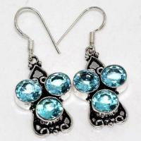 Am 3408a boucles oreilles pendants aigue marine 9gr bleue 8mm bijou 1900 vente argent 926