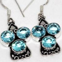 Am 3408c boucles oreilles pendants aigue marine 9gr bleue 8mm bijou 1900 vente argent 925