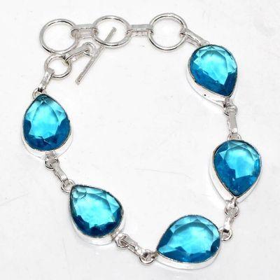 Am 3410a bracelet 5x aigue marine 16gr bleue 10x15mm bijou 1900 vente argent 925