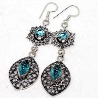 Am 3413b boucles oreilles pendants aigue marine 8gr bleue 6x10mm bijou 1900 vente argent 925